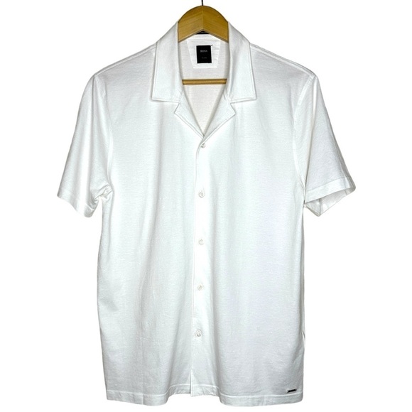 Hugo Boss Slim Fit Cotton Linen T Paxton Polo White M - Picture 1 of 9